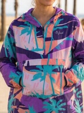 B Fresh Fanny Breaker.  Tropical Print Windbreaker Jacket Sz M